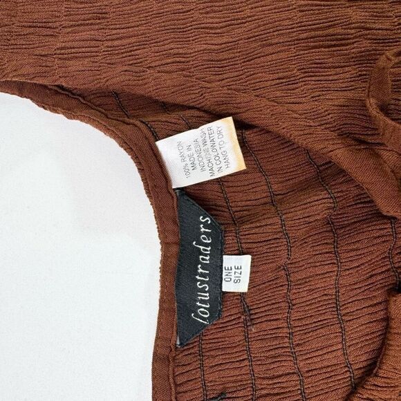 LotusTraders Dress Womens One Size Brown Sleeveless witchy smocked Midi boho - Picture 4 of 9